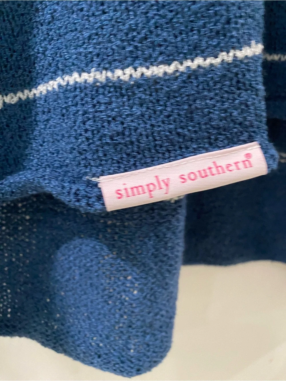 Simply Southern Striped Crewneck Sweater in White and Blue, size XXL - Picture 5 of 7